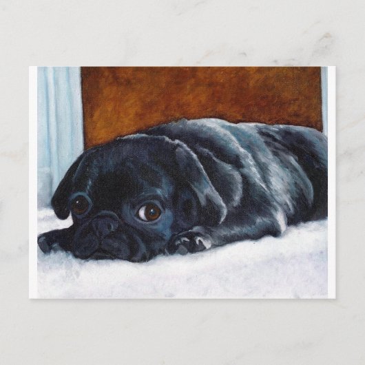 Black Pug Puppy Briefkaart (Voorkant)