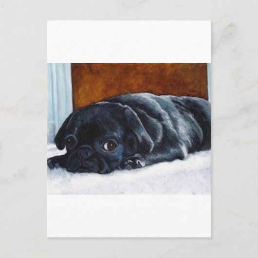 Black Pug Puppy Briefkaart (Voorkant)