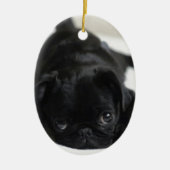 Black Pug Puppy Keramisch Ornament (Voorkant)