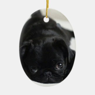 Black Pug Puppy Keramisch Ornament