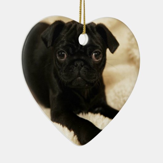 Black Pug Puppy Keramisch Ornament (Rechts)
