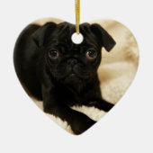 Black Pug Puppy Keramisch Ornament (Voorkant)
