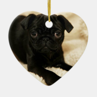 Black Pug Puppy Keramisch Ornament