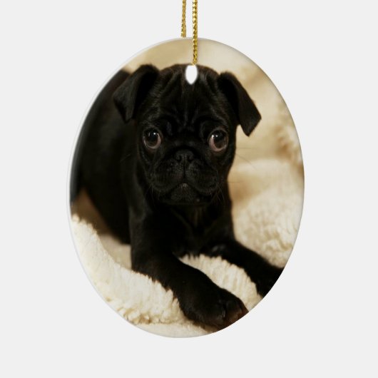 Black Pug Puppy Keramisch Ornament (Rechts)