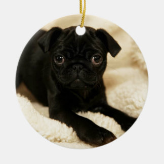 Black Pug Puppy Keramisch Ornament