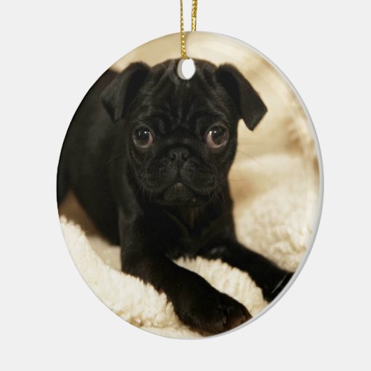 Black Pug Puppy Keramisch Ornament (Links)