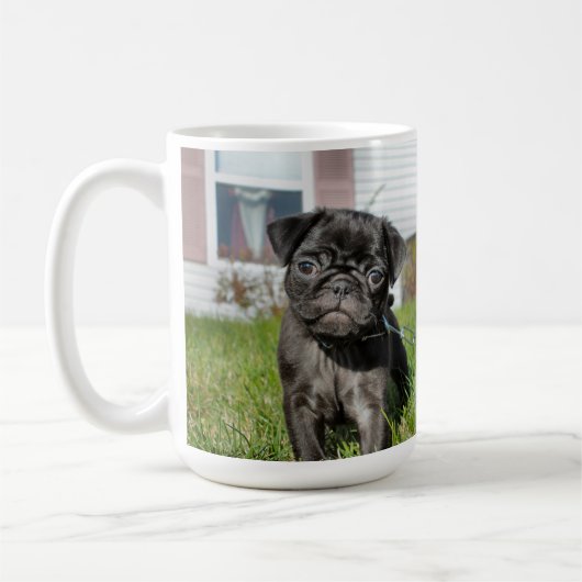 Black Pug Puppy Koffiemok (Links)