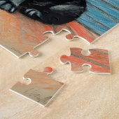 Black Pug puppy krijt kunst puzzel cadeau idee Legpuzzel (Zijkant)