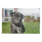 Black Pug puppy Kussensloop (Achterkant)