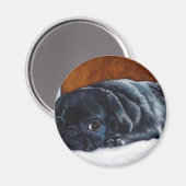 Black Pug Puppy Magneet (Voorkant / Achterkant)