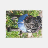 Black Pug Puppy met jas Fleece Deken (Voorkant (Horizontaal))