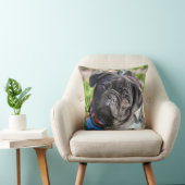 Black Pug Puppy met jas Kussen (Stoel)