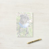 Black Pug Puppy met jas Post-it® Notes (Op bureau)