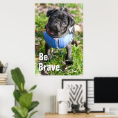 Black Pug Puppy met jas Poster (Thuiskantoor)