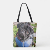 Black Pug Puppy met jas Tote Bag (Achterkant)