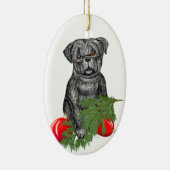 Black Pug Puppy Schattige kerstkunst Keramisch Ornament (Rechts)