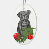 Black Pug Puppy Schattige kerstkunst Keramisch Ornament (Links)