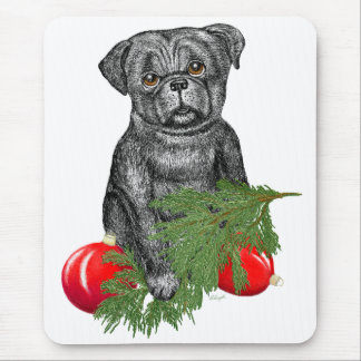 Black Pug Puppy Schattige kerstkunst Muismat