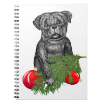 Black Pug Puppy Schattige kerstkunst