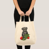 Black Pug Puppy Schattige kerstkunst Tote Bag (Voorkant (product))