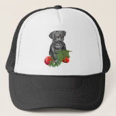 Black Pug Puppy Schattige kerstkunst Trucker Pet (Voorkant)