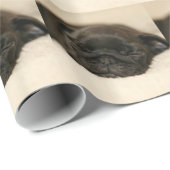 Black Pug Puppy Slaping Cadeaupapier (Rol Hoek)