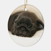 Black Pug Puppy Slaping Keramisch Ornament (Links)