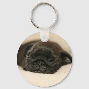 Black Pug Puppy Slaping Sleutelhanger