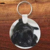 Black Pug Puppy Sleutelhanger (Voorkant)