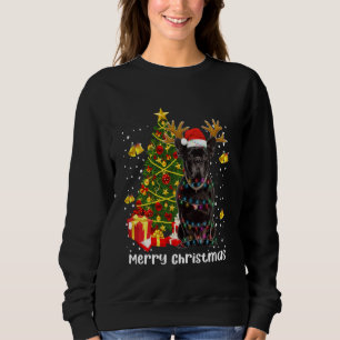 Black Pug Santa-kerstboom lampjes-rendier Trui