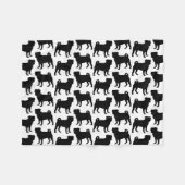 Black Pug Silhouette - Eenvoudig vectorontwerp Fleece Deken (Voorkant (Horizontaal))