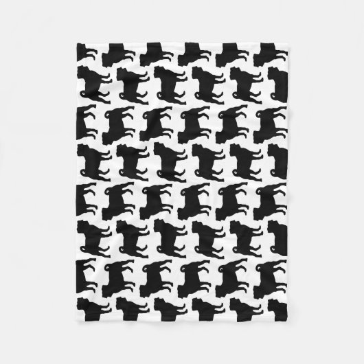 Black Pug Silhouette - Eenvoudig vectorontwerp Fleece Deken (Voorkant)