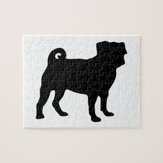 Black Pug Silhouette - Eenvoudig vectorontwerp Legpuzzel (Horizontaal)