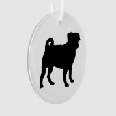 Black Pug Silhouette - Eenvoudig vectorontwerp Ornament (voorkant)