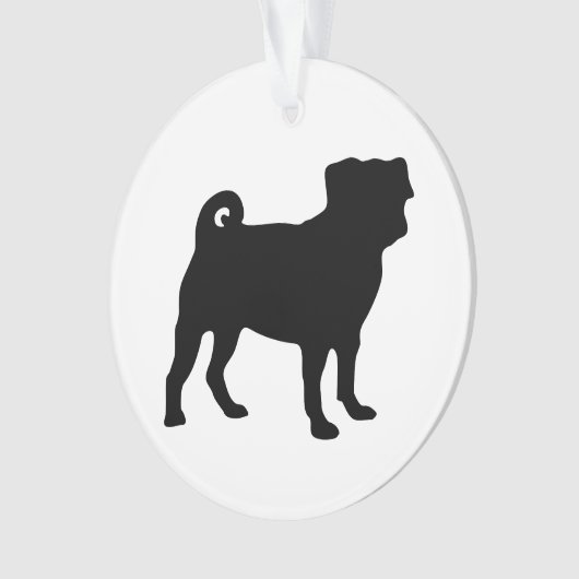 Black Pug Silhouette - Eenvoudig vectorontwerp Ornament (voorkant)