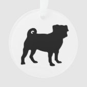 Black Pug Silhouette - Eenvoudig vectorontwerp Ornament (voorkant)