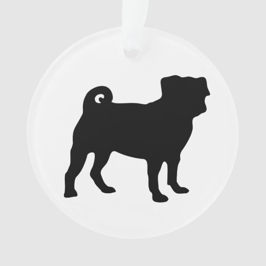 Black Pug Silhouette - Eenvoudig vectorontwerp Ornament (voorkant)