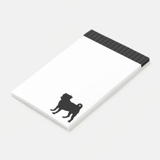 Black Pug Silhouette - Eenvoudig vectorontwerp Post-it® Notes (Schuin)