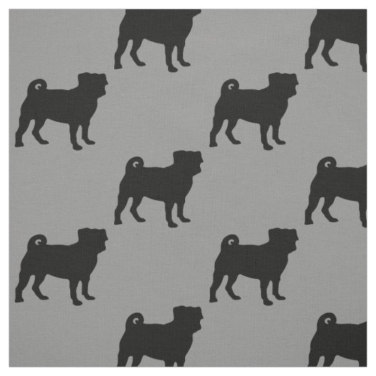 Black Pug Silhouette - Eenvoudig vectorontwerp Stof (Swatch)