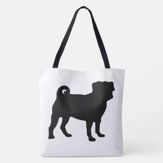 Black Pug Silhouette - Eenvoudig vectorontwerp Tote Bag (Achterkant)
