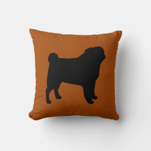 Black Pug Silhouette Verbrand Sinaasappel Honden Kussen