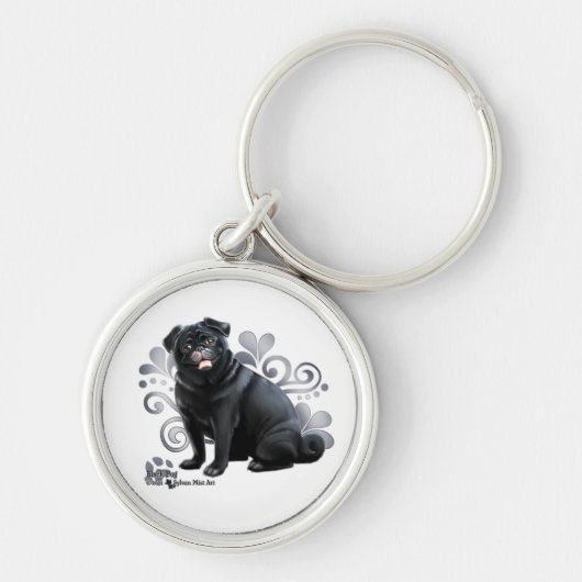 Black Pug Sleutelhanger (Voorkant)