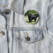 Black Pug Standing View Camera Ronde Button 5,7 Cm (In situ)