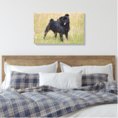 Black Pug Stikking Out Tounge Canvas Afdruk (Insitu (Slaapkamer))