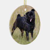 Black Pug Stikking Out Tounge Keramisch Ornament (Rechts)
