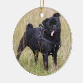 Black Pug Stikking Out Tounge Keramisch Ornament (Links)