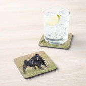 Black Pug Stikking Out Tounge Onderzetter (Rechterzijde)