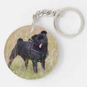 Black Pug Stikking Out Tounge Sleutelhanger (Achterkant)