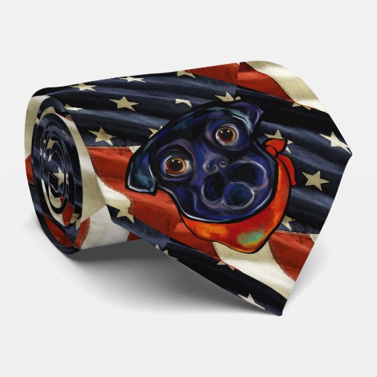 BLACK PUG STROPDAS (Opgerold)