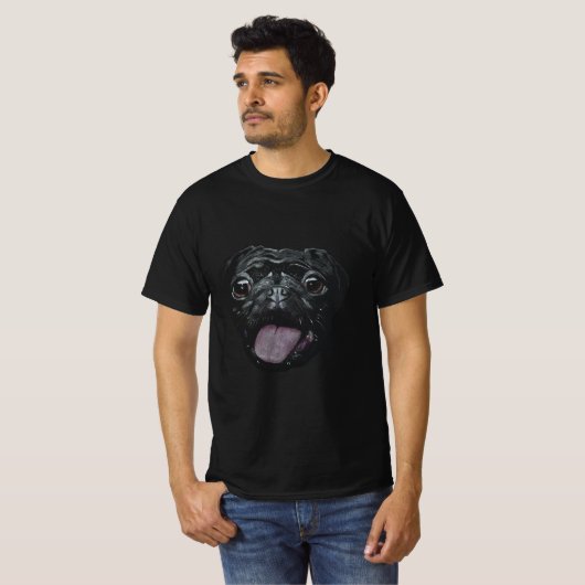 Black Pug  T-shirt (Voorkant volledig)